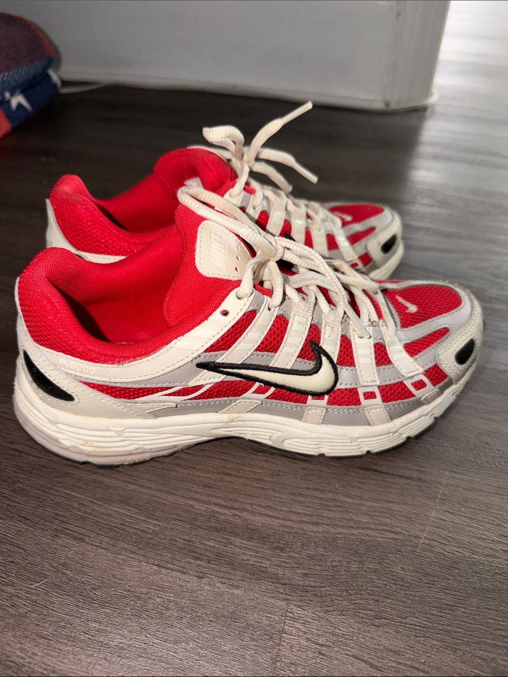 Nike P-6000 White and Red Sneakers